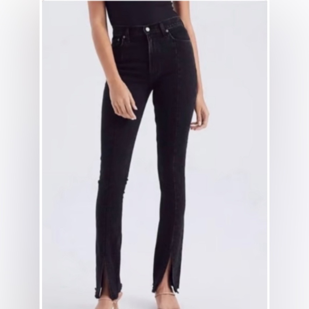 Abercrombie & Fitch Curve Love The Skinny High Rise Split Hem Black Jeans
